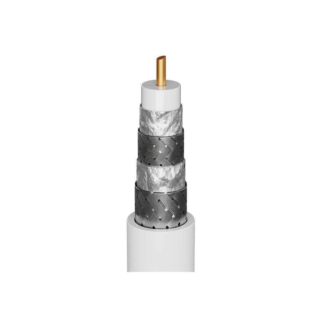 Goobay 70598 Antennenkabel F Stecker SAT Kabel 135 dB Koaxialkabel Satellitenkabel 4fach geschirmt Fernsehkabel Weiß 1m-3