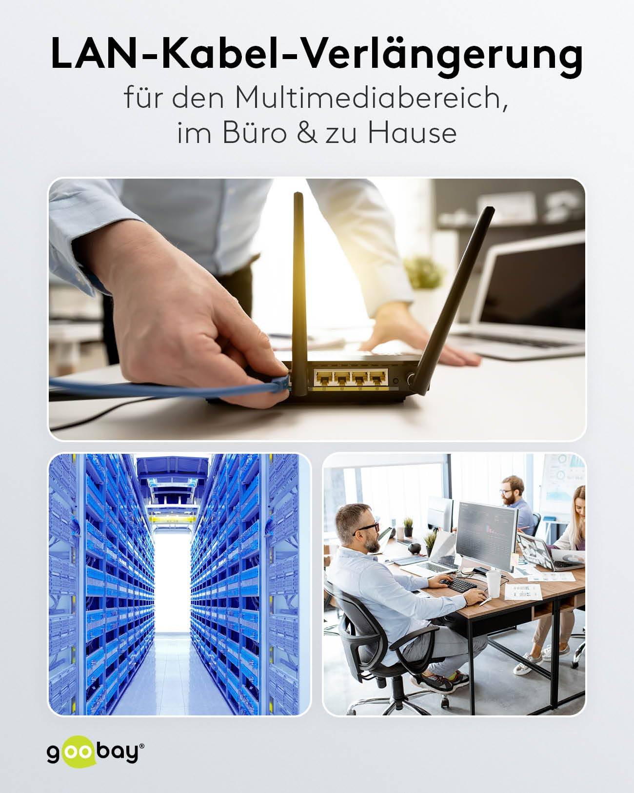 Goobay 65645 CAT 6A Verlängerungskabel RJ45 Netzwerkkabel 500 MHz Kupfer Patchkabel Ethernet LAN Kabel S/FTP Schwarz 5m-5