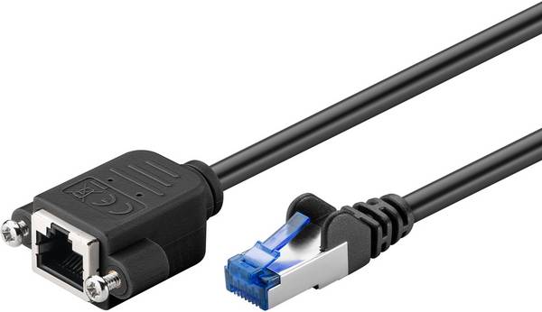 Goobay 65645 CAT 6A Verlängerungskabel RJ45 Netzwerkkabel 500 MHz Kupfer Patchkabel Ethernet LAN Kabel S/FTP Schwarz 5m
