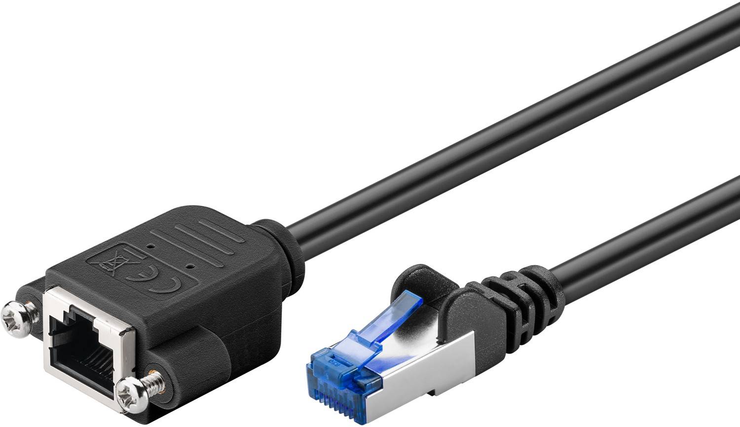 Goobay 65645 CAT 6A Verlängerungskabel RJ45 Netzwerkkabel 500 MHz Kupfer Patchkabel Ethernet LAN Kabel S/FTP Schwarz 5m-0