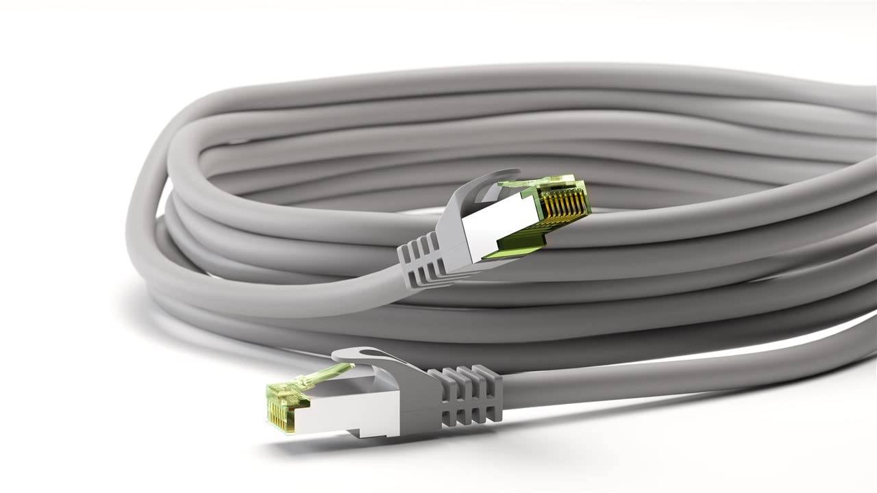 Goobay 61124 RJ45 Patchkabel mit CAT 8.1 S/FTP Rohkabel halogenfrei 2.000 MHz Netzwerkkabel LAN Internetkabel Grau 20m-3