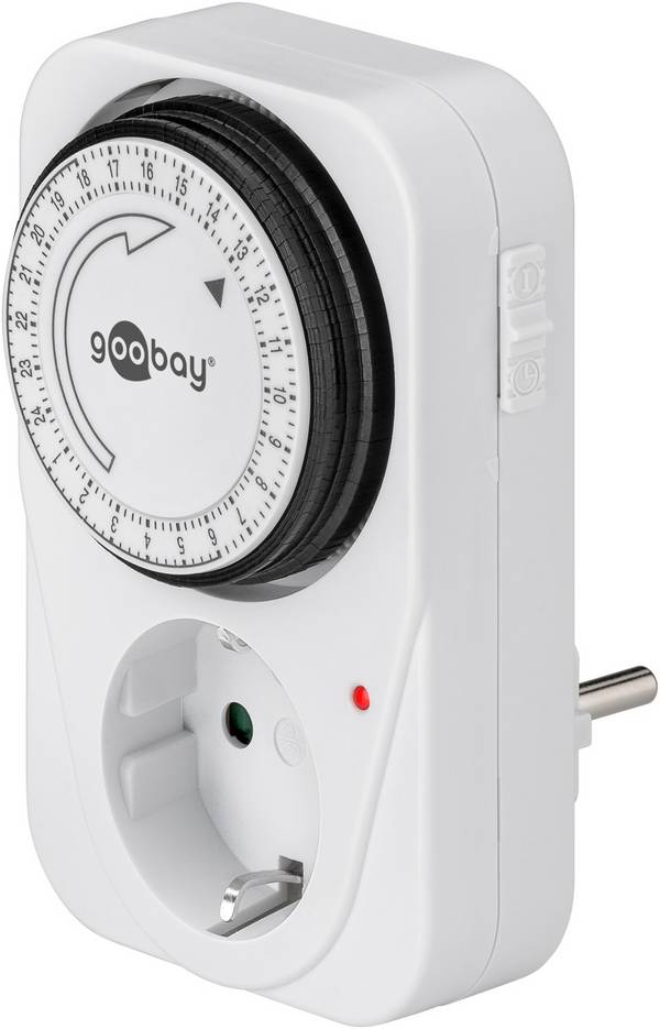 Goobay 51276 Analoge Zeitschaltuhr 3500W / Mechanische Schaltuhr für Steckdose / 15 Min Takt Dauerbetrieb / Kontroll-LED