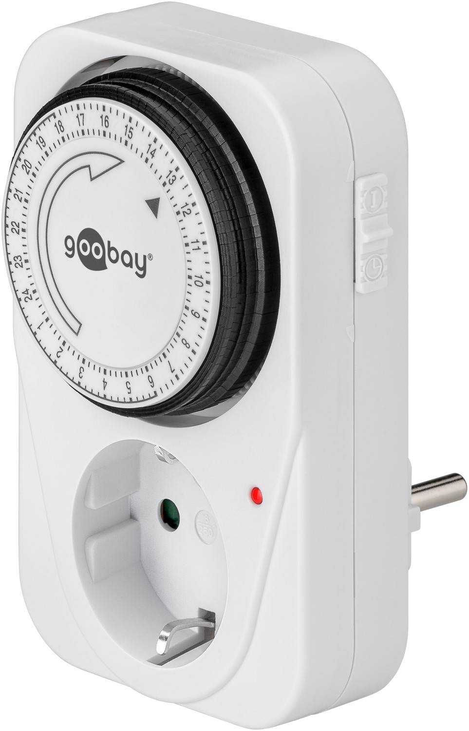 Goobay 51276 Analoge Zeitschaltuhr 3500W / Mechanische Schaltuhr für Steckdose / 15 Min Takt Dauerbetrieb / Kontroll-LED-0