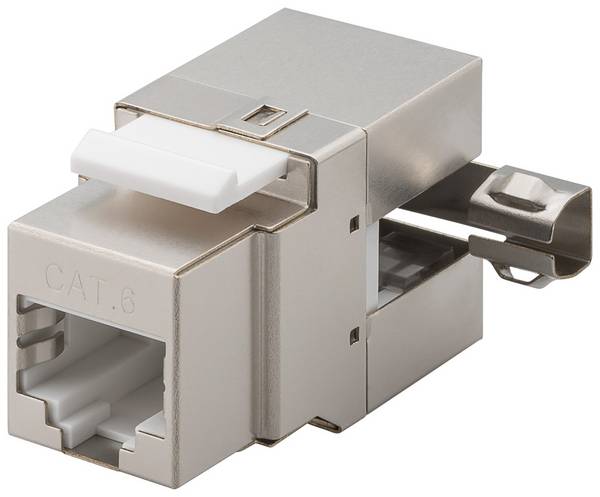 Goobay 95901 Keystone Modul RJ45 Buchse / 90 Grad Ethernet Buchse 8P8C / CAT 6 Netzwerkstecker 250 MHz / LSA / Metall