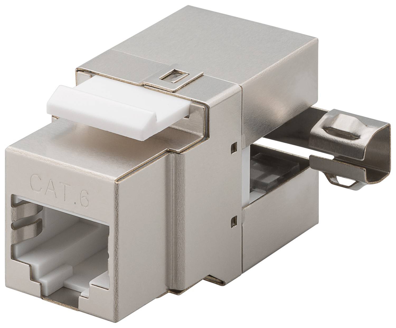 Goobay 95901 Keystone Modul RJ45 Buchse / 90 Grad Ethernet Buchse 8P8C / CAT 6 Netzwerkstecker 250 MHz / LSA / Metall-0