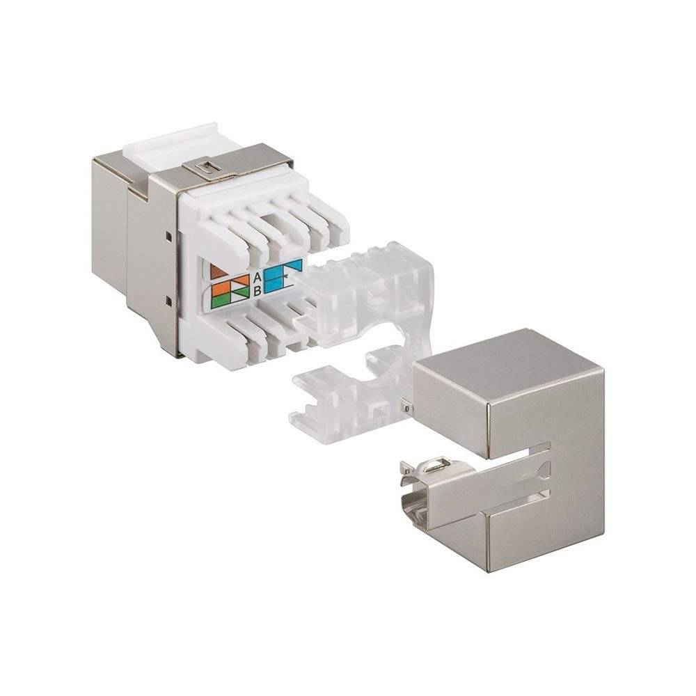 Goobay 95901 Keystone Modul RJ45 Buchse / 90 Grad Ethernet Buchse 8P8C / CAT 6 Netzwerkstecker 250 MHz / LSA / Metall-2