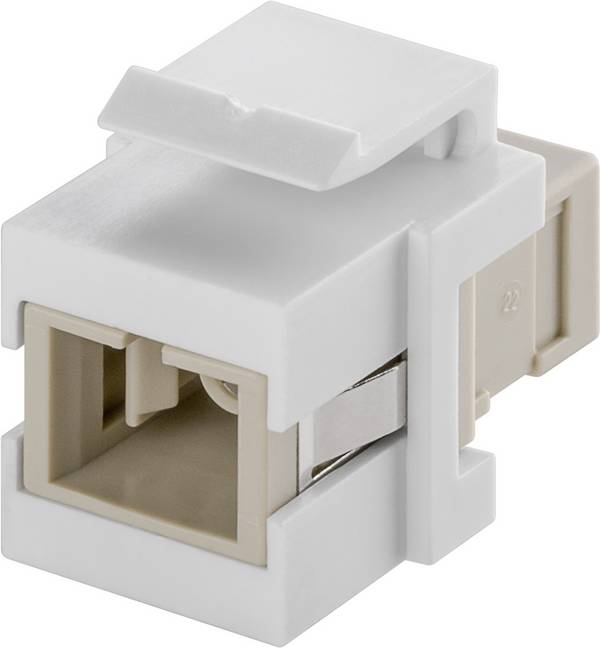Goobay 80017 Keystone Modul LWL Buchse 2x SC Simplex für Singlemode Faser & Lichtwellenleiter Kabel / 17 mm breit / Weiß