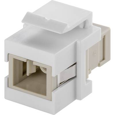 Goobay 80017 Keystone Modul LWL Buchse 2x SC Simplex für Singlemode Faser & Lichtwellenleiter Kabel / 17 mm breit / Weiß-0