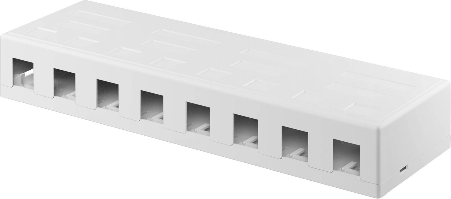 Goobay 79426 Keystone Gehäuse 8 Port / Leer Patch Panel für Keystone Module / 8-fach Aufputzdose / Snap-In-System / Weiß-0