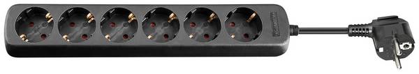 Goobay 96050 Steckdosenleiste mit 45° Steckplätzen, 3500 W, 6er Mehrfachsteckdose 6 fach Steckdose, 3.0 m Kabel, Schwarz