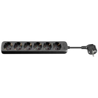Goobay 38839 Steckdosenleiste mit 45° Buchsen 3500W 6er Mehrfachsteckdose 6fach Steckdose Schutzkontakt 5m Kabel Schwarz-0