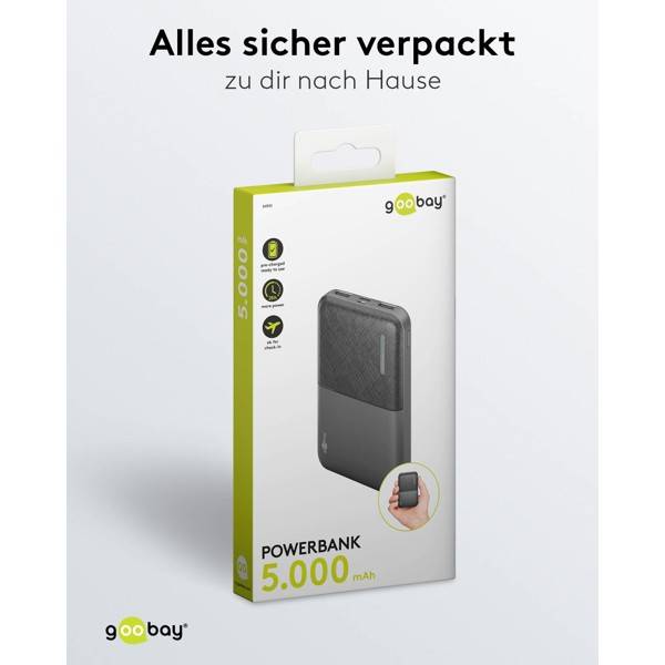 Goobay Kompakte Powerbank 5000 mAh, 2x USB-A, USB-C & Micro-USB Eingang, 10 W Ladeleistung-6