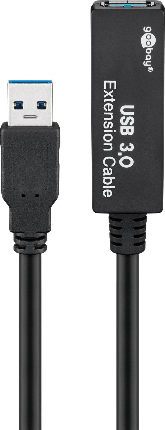 Goobay 95727 Aktives USB A Verlängerungskabel mit integriertem Verstärker USB 3.0 Extender Verlängerung Kabel Schwarz 5m-0