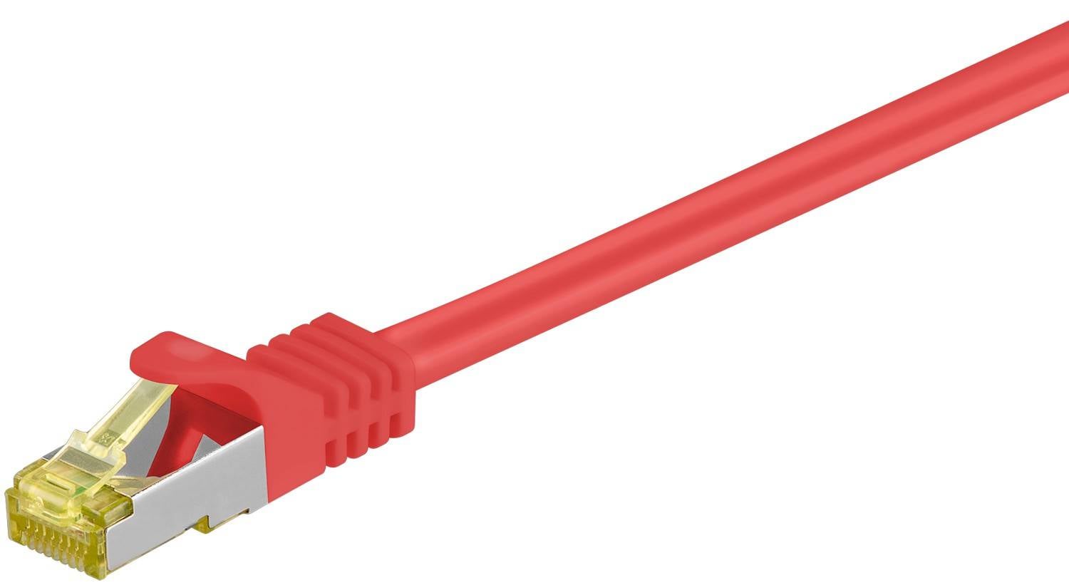 Goobay 91589 RJ45 Patchkabel CAT 6A S/FTP (PiMF) mit CAT 7 Rohkabel Netzwerkkabel 500 MHz Internetkabel LAN Rot 1m-0