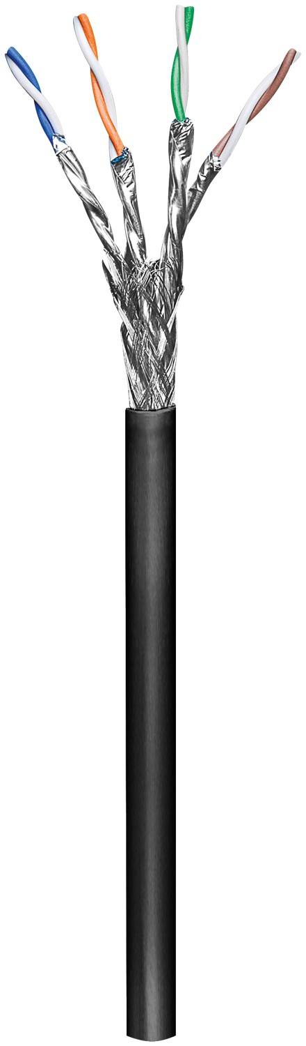 Goobay CAT 7 Netzwerkkabel SFTP / Außenbereich / Ethernet 600 MHz / OFC Twisted Pair Verlegekabel / Schwarz / 100m-3