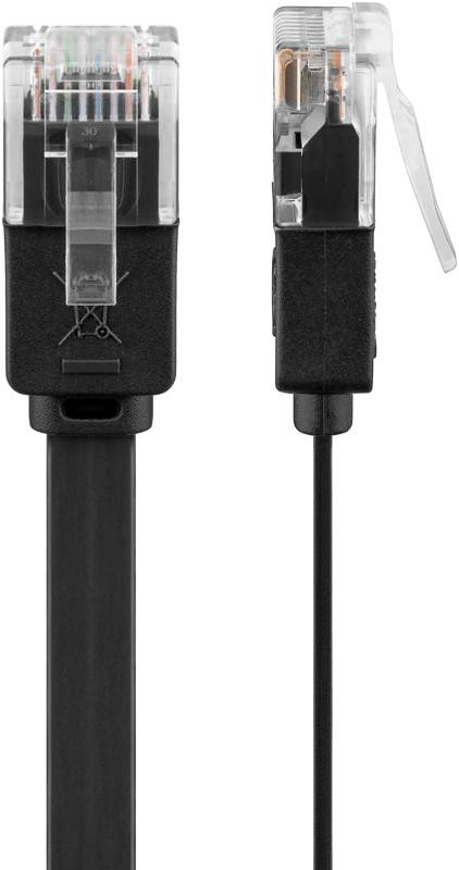 Goobay 95380 CAT 6 Flachkabel Netzwerkkabel RJ45 Stecker 250 MHz Kupfer Patchkabel Ethernet LAN Kabel U/UTP Schwarz 1m-4