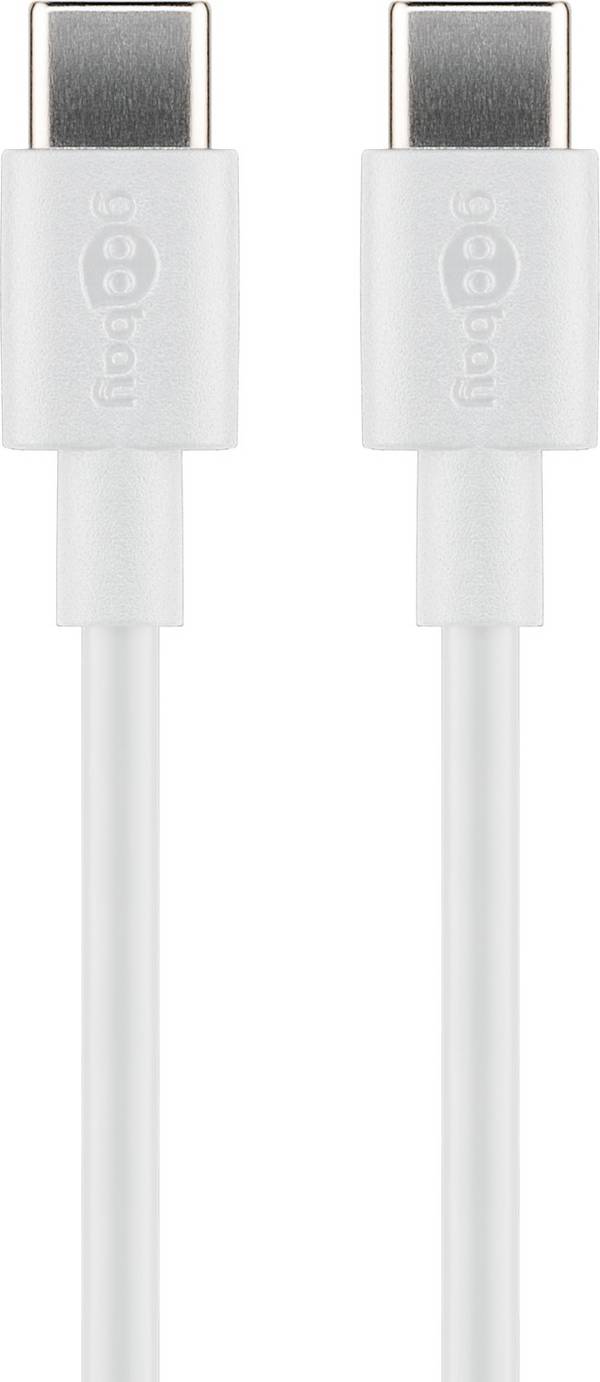 Goobay 51244 USB C auf USB C 2.0 Ladekabel / High Speed 60W 3A 20V Handy Kabel / 480 Mbits Handykabel / Weiß / 2 m