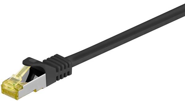 Goobay 91671 RJ45 Patchkabel CAT 6A S/FTP (PiMF) mit CAT 7 Rohkabel Netzwerkkabel 500 MHz Internetkabel LAN Schwarz 25m