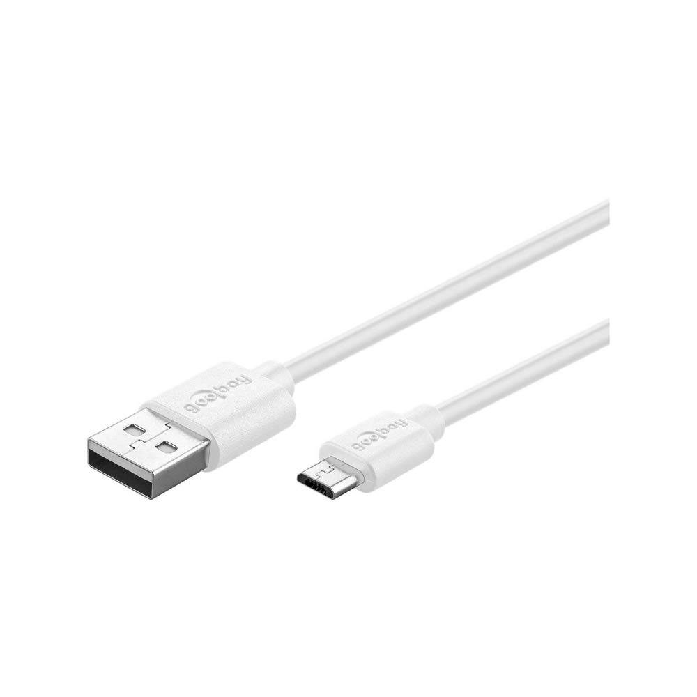 Goobay 77527 USB A auf Micro USB Kabel / 10 Watt 480 Mbits / USB 2.0 Typ B Adapterkabel / Weiß / 1m-3