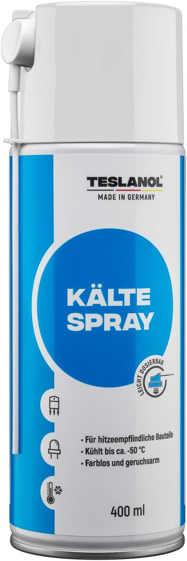 Teslanol 26034 Kältespray zur Kühlung von hitzeempfindlichen Bauteilen Kälteschockspray Kühlspray Spraydose 400 ml