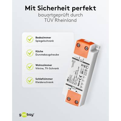 Goobay 30005 LED Trafo 230 V auf 12 V Gleichspannung (DC) für 15W LED Beleuchtung LED Treiber Konstantstromquelle-5