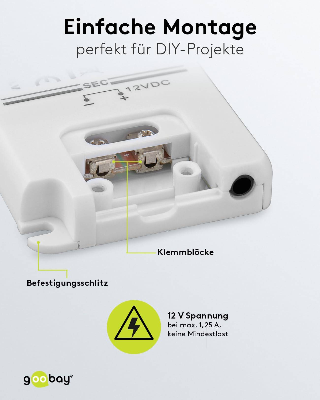 Goobay 30005 LED Trafo 230 V auf 12 V Gleichspannung (DC) für 15W LED Beleuchtung LED Treiber Konstantstromquelle-2
