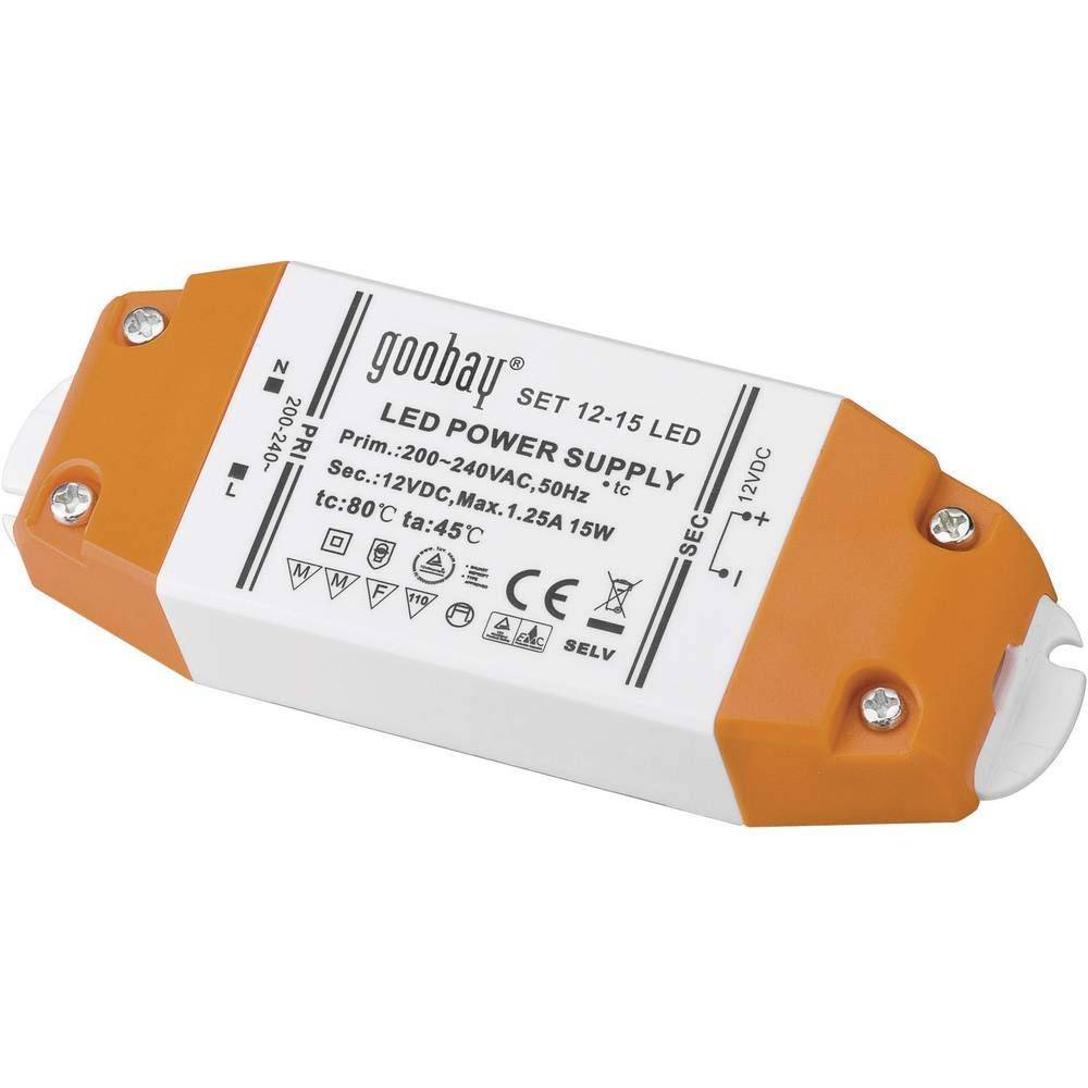 Goobay 30005 LED Trafo 230 V auf 12 V Gleichspannung (DC) für 15W LED Beleuchtung LED Treiber Konstantstromquelle-3
