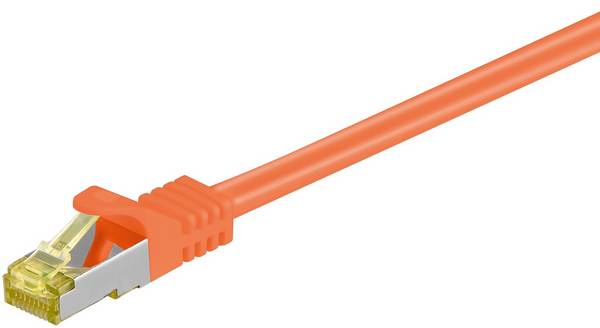 Goobay 91579 RJ45 Patchkabel CAT 6A S/FTP (PiMF) mit CAT 7 Rohkabel Netzwerkkabel 500 MHz Internetkabel LAN Orange 0,5m