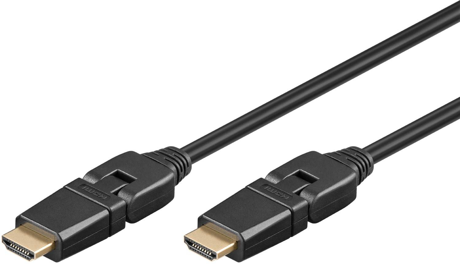 Goobay 61292 360° HDMI High Speed Kabel Ethernet / UHD 4K @ 60Hz Monitorkabel 10 Gbits / Anschlusskabel / Schwarz / 5m-0