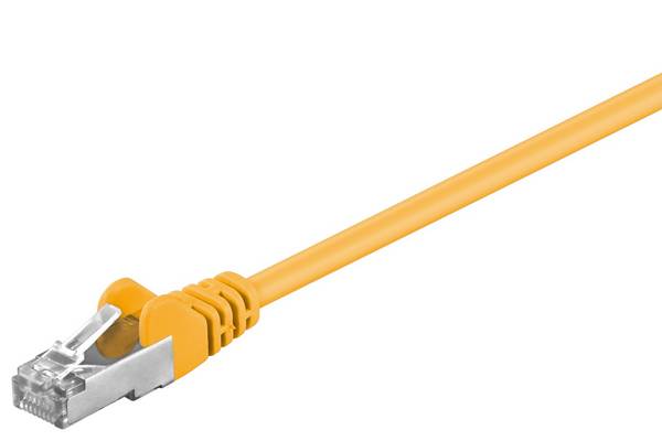 Goobay 68068 CAT 5e Netzwerkkabel RJ45 Stecker 100 MHz CCA Leiter Ethernet LAN Kabel SF/UTP 2x Schirmung Gelb / 5m