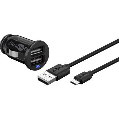 Goobay 71692 Dual Kfz Adapter Zigarettenanzünder / Micro USB Ladekabel / Auto Ladegerät 12W / USB-A Ladeset / Schwarz-0