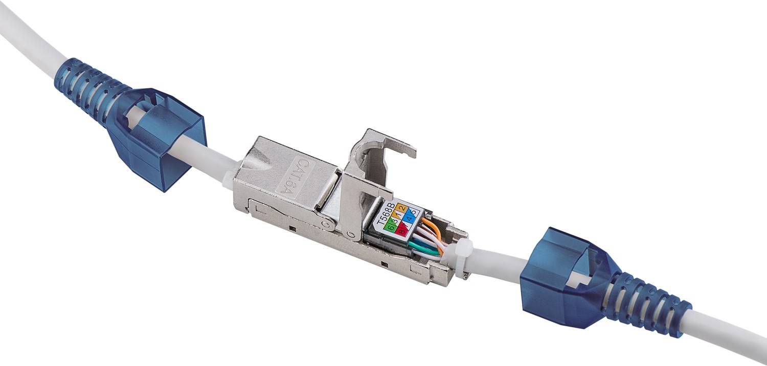 Goobay 79579 Outdoor CAT 6A STP / Slim Kabelverbinder IP68 wasserdicht / LSA Netzwerkkabel Kupplung / LAN Verbinder-0