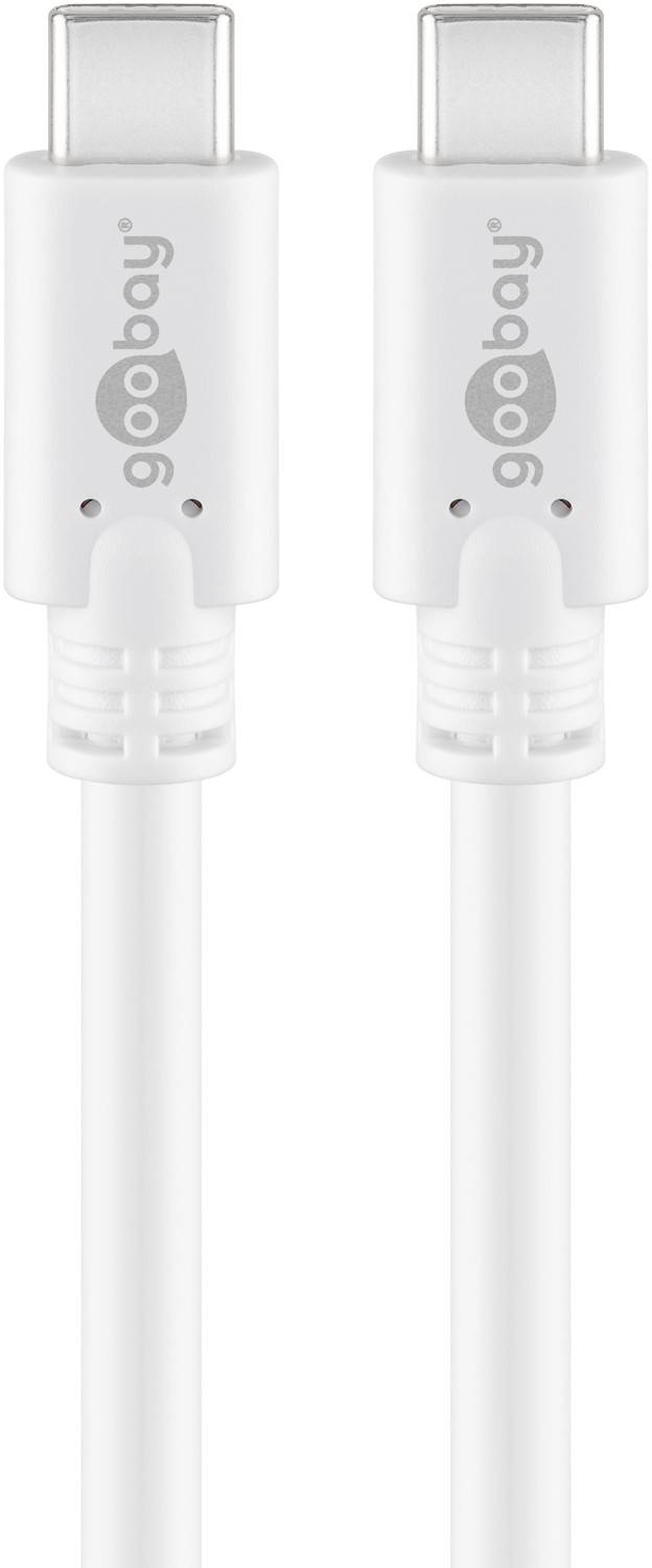 Goobay 67194 USB C auf USB C 3.2 Gen. 1 Ladekabel 60W Handy Kabel Handyladekabel 5 Gbit/s Schnellladekabel Weiß 1m