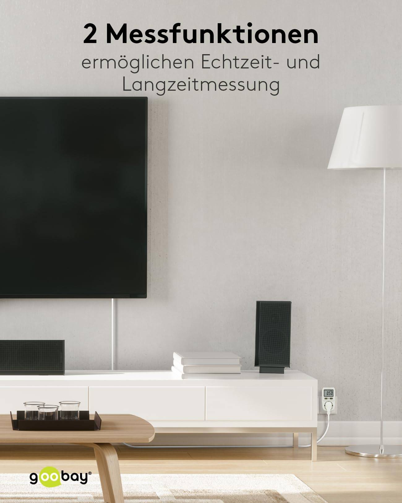 Goobay 64589 Digitales Energiekostenmessgerät Basic / Steckdose Stromzähler 3680W 16A 230V / Strommessgerät / LC Display-5