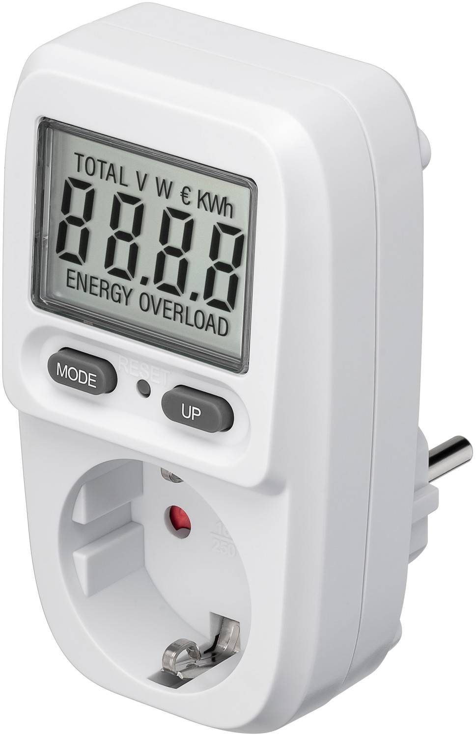 Goobay 64589 Digitales Energiekostenmessgerät Basic / Steckdose Stromzähler 3680W 16A 230V / Strommessgerät / LC Display-0