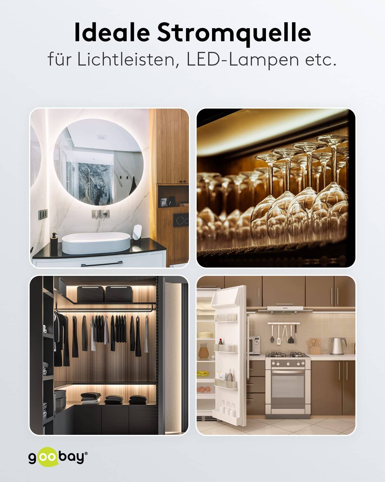 Goobay 59575 LED Trafo 230V auf 12V Gleichspannung (DC) / 12W LED Beleuchtung / IP67 Außen LED Treiber / Transformator-4