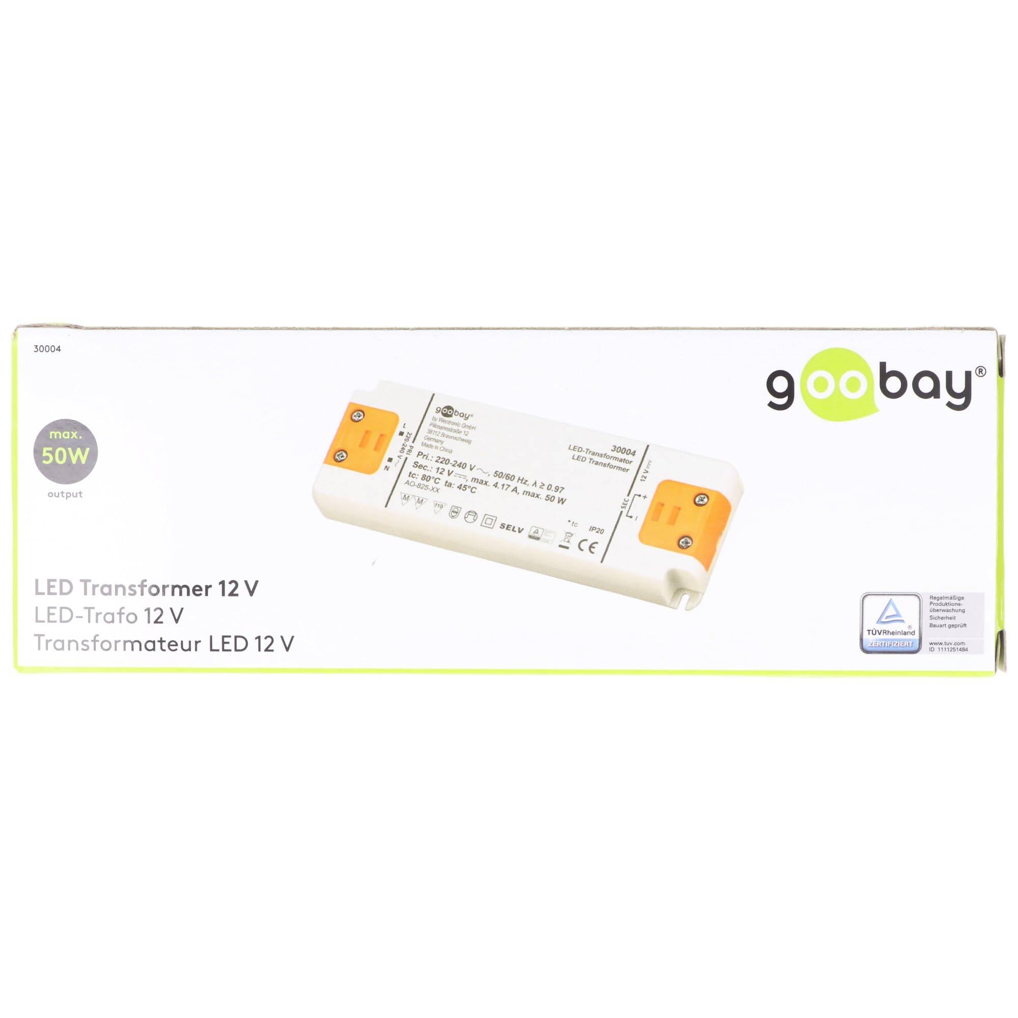 Goobay 30004 LED Trafo 230 V auf 12 V Gleichspannung (DC) für 50W LED Beleuchtung LED Treiber Konstantstromquelle-6
