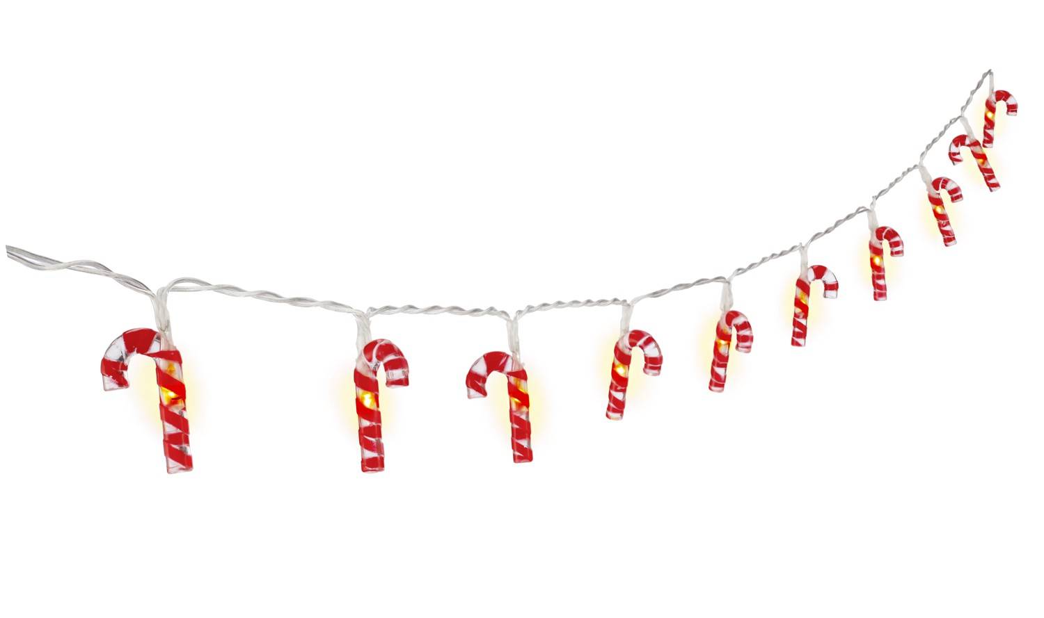 Goobay 58117 LED-Lichterkette 10 warmweiße LED mit Timer, Weihnachtsbeleuchtung Zuckerstangen Lichterkette mit Batterie-0