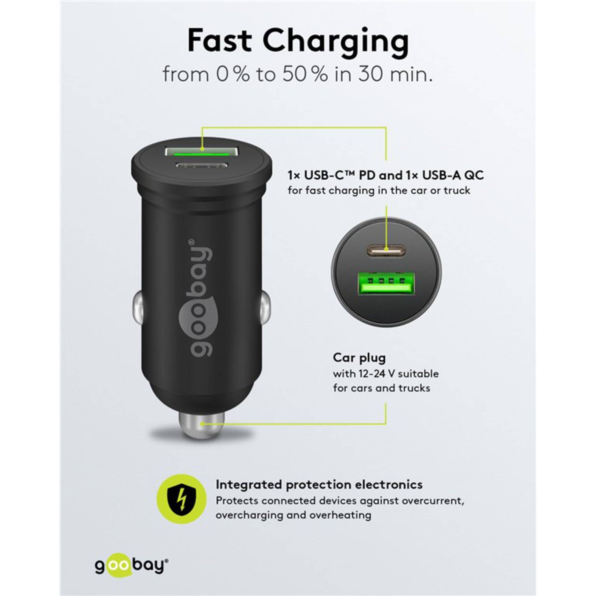 Goobay 61739 Dual USB Schnellladegerät PD Zigarettenanzünder / 45W Auto Ladegerät USB-A & USB-C Ladestecker / Schwarz-5