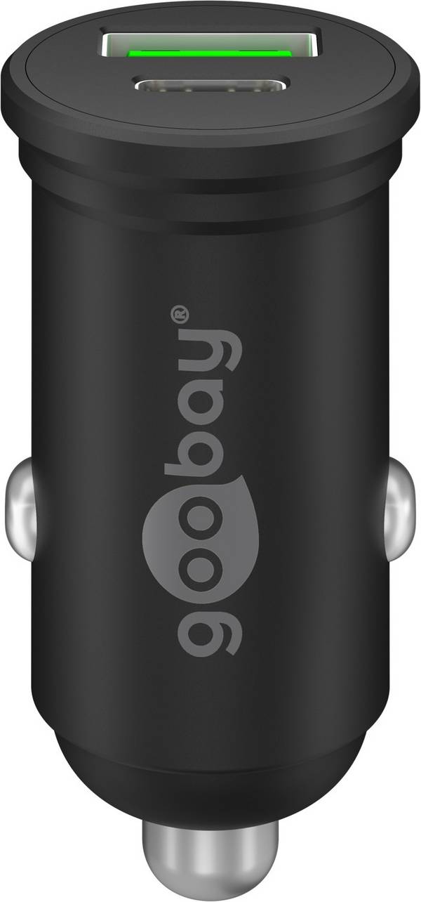 Goobay 61739 Dual USB Schnellladegerät PD Zigarettenanzünder / 45W Auto Ladegerät USB-A & USB-C Ladestecker / Schwarz