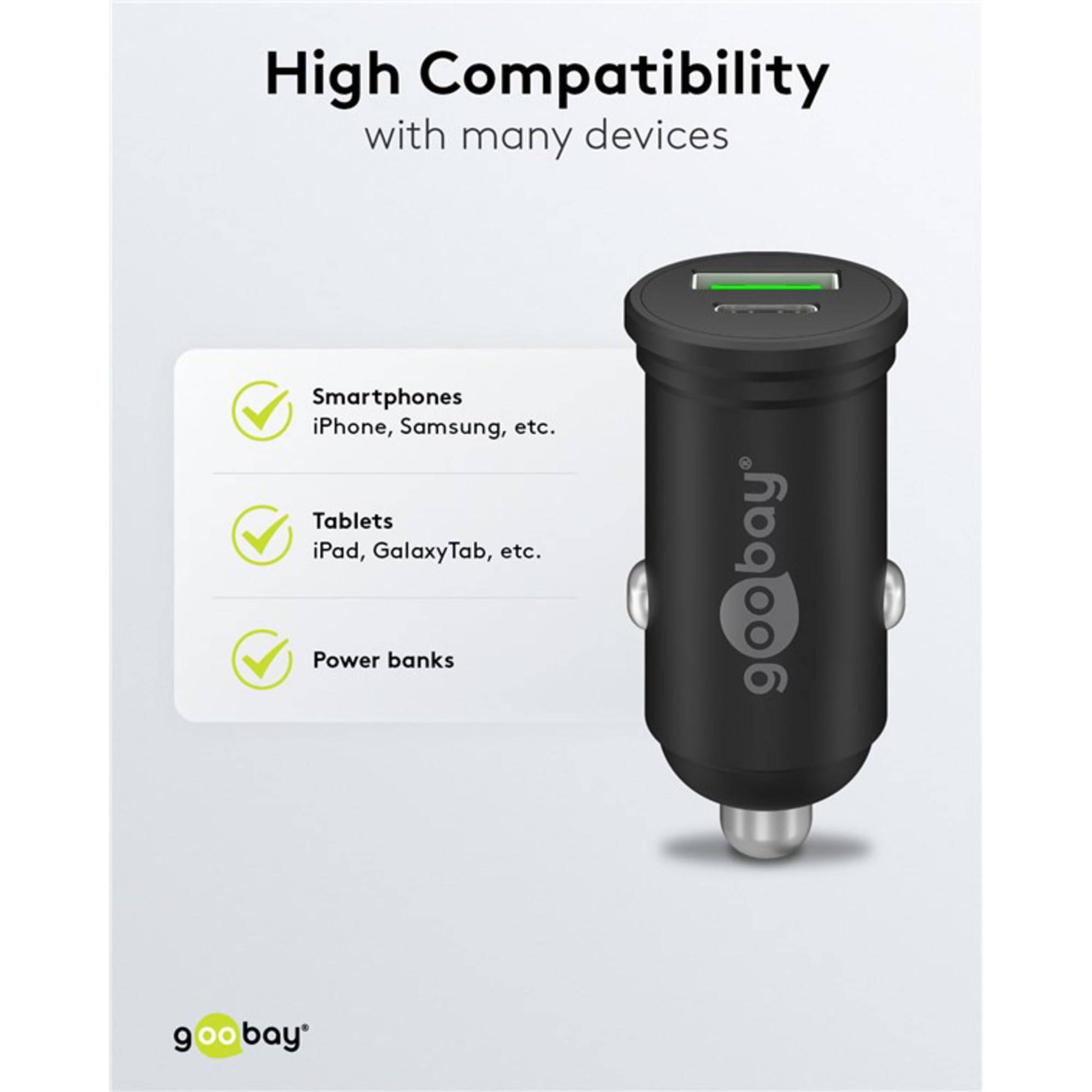 Goobay 61739 Dual USB Schnellladegerät PD Zigarettenanzünder / 45W Auto Ladegerät USB-A & USB-C Ladestecker / Schwarz-4