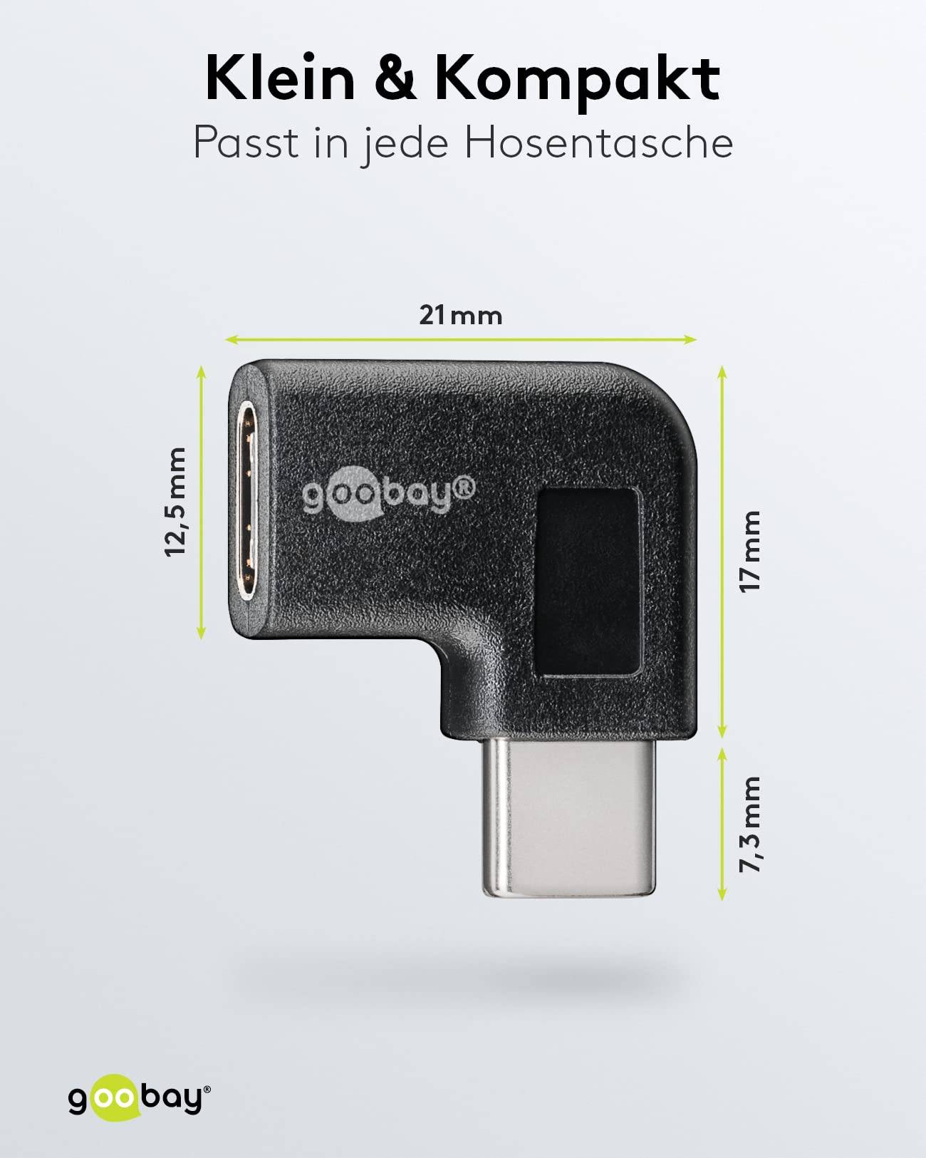 Goobay 45402 USB C Adapter Winkelstecker 90 Grad für USB Kabel 5 Gbit/s Winkeladapter OTG Adapter USB C auf USB C Winkel-2