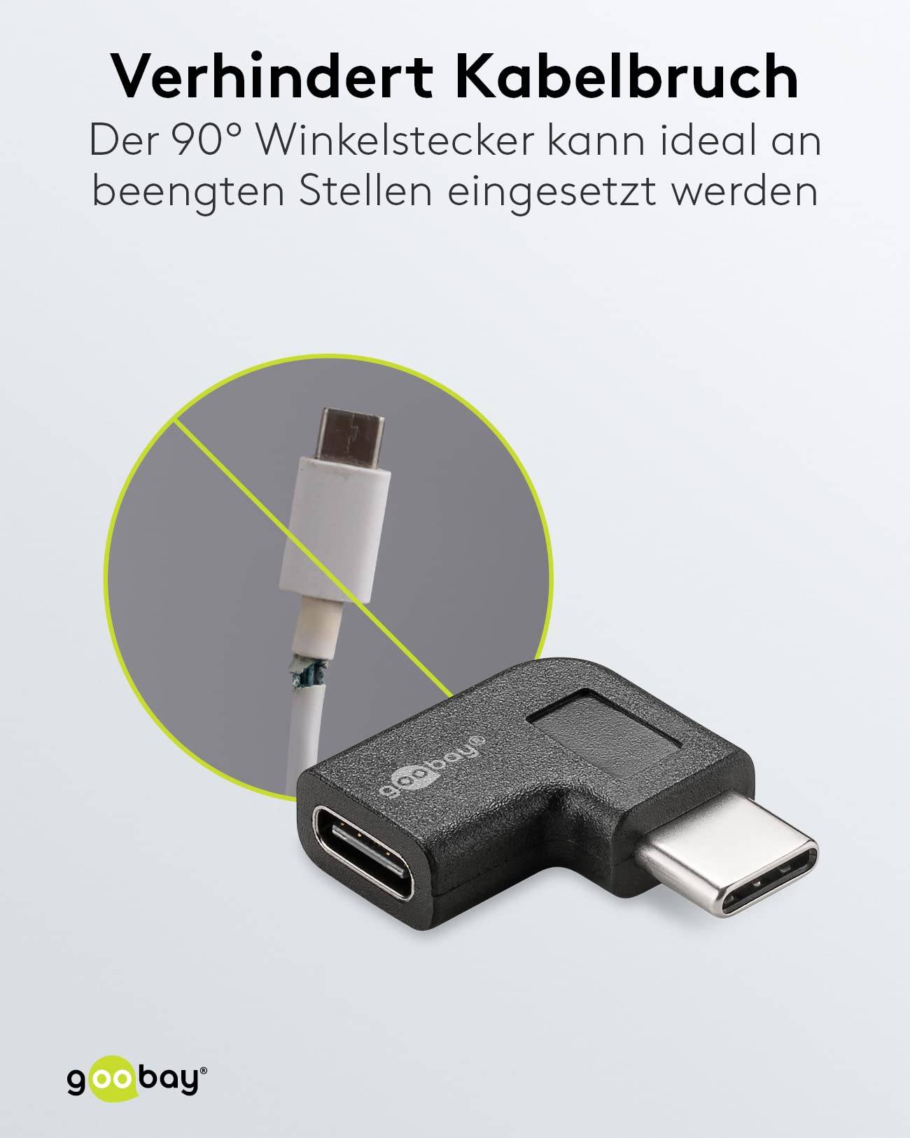 Goobay 45402 USB C Adapter Winkelstecker 90 Grad für USB Kabel 5 Gbit/s Winkeladapter OTG Adapter USB C auf USB C Winkel-4