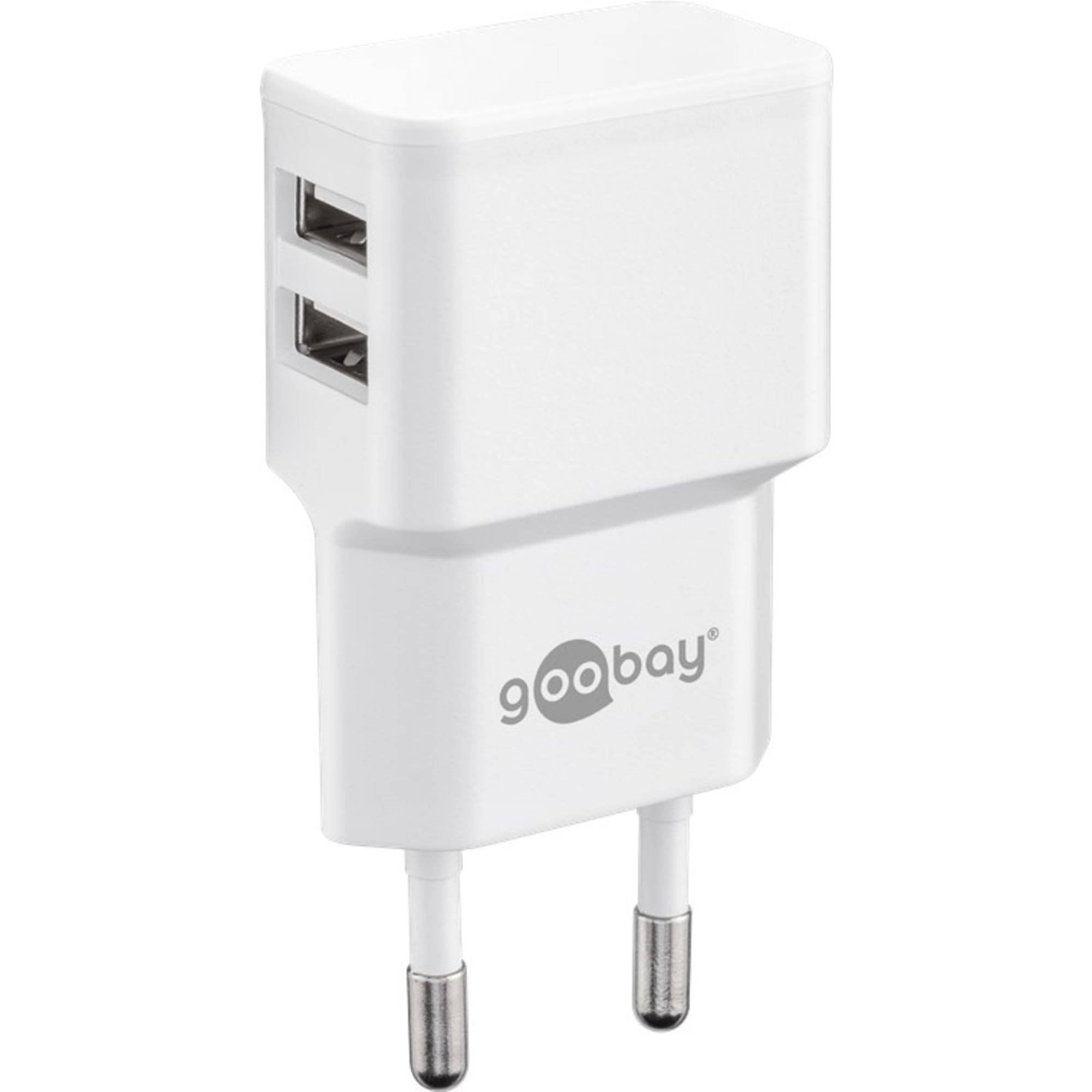 Goobay 44985 Micro USB Netzteil 12W / Micro Stecker Typ B Ladekabel / USB-A Ladegerät Adapter 5V / Weiß / Kabel 1m-1