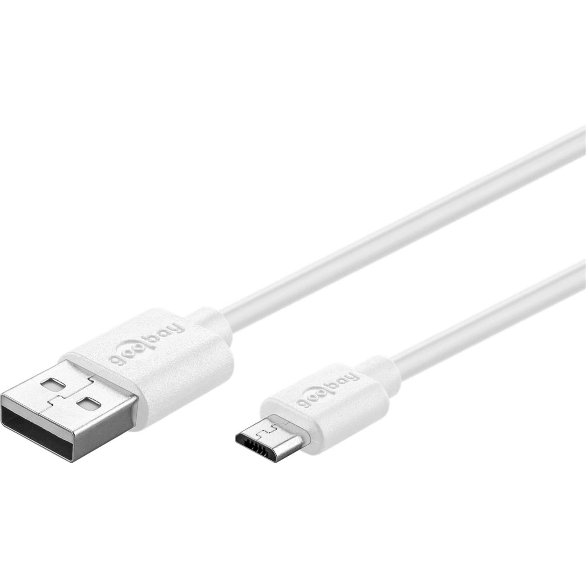 Goobay 44985 Micro USB Netzteil 12W / Micro Stecker Typ B Ladekabel / USB-A Ladegerät Adapter 5V / Weiß / Kabel 1m-2