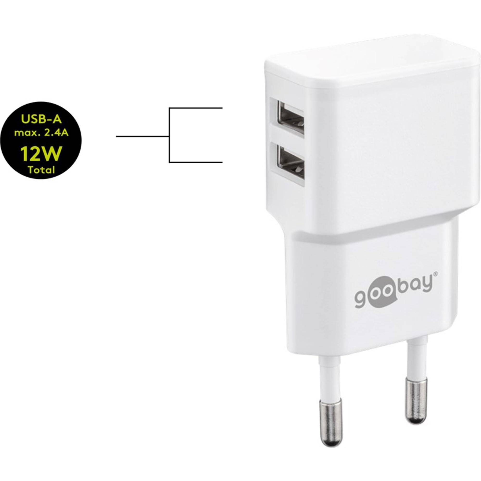 Goobay 44985 Micro USB Netzteil 12W / Micro Stecker Typ B Ladekabel / USB-A Ladegerät Adapter 5V / Weiß / Kabel 1m-3