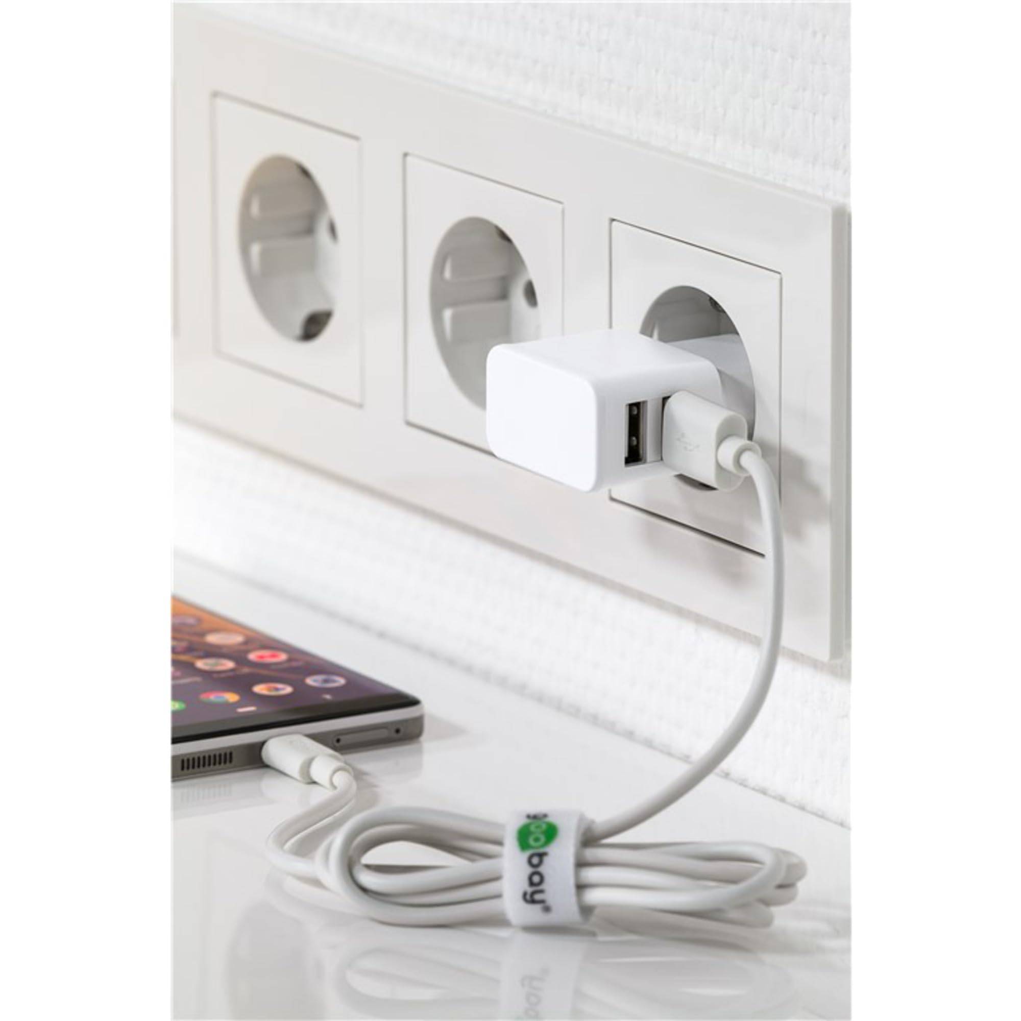 Goobay 44985 Micro USB Netzteil 12W / Micro Stecker Typ B Ladekabel / USB-A Ladegerät Adapter 5V / Weiß / Kabel 1m-4