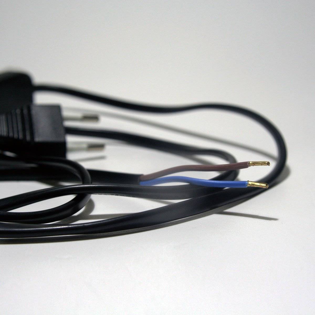 Goobay 51350 Netzkabel mit Schalter Euro Kabel Eurostecker abisolierte Kabelenden 2-polig Schnurschalter Schwarz 1.50 m-3
