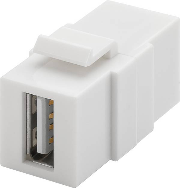 Goobay 79909 Keystone Modul USB A Kupplung / 2x USB 2.0 Buchse Typ A / USB Kabel Verlängerung / 17,2 mm Snap-In / Weiß