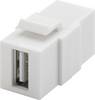 Goobay 79909 Keystone Modul USB A Kupplung / 2x USB 2.0 Buchse Typ A / USB Kabel Verlängerung / 17,2 mm Snap-In / Weiß